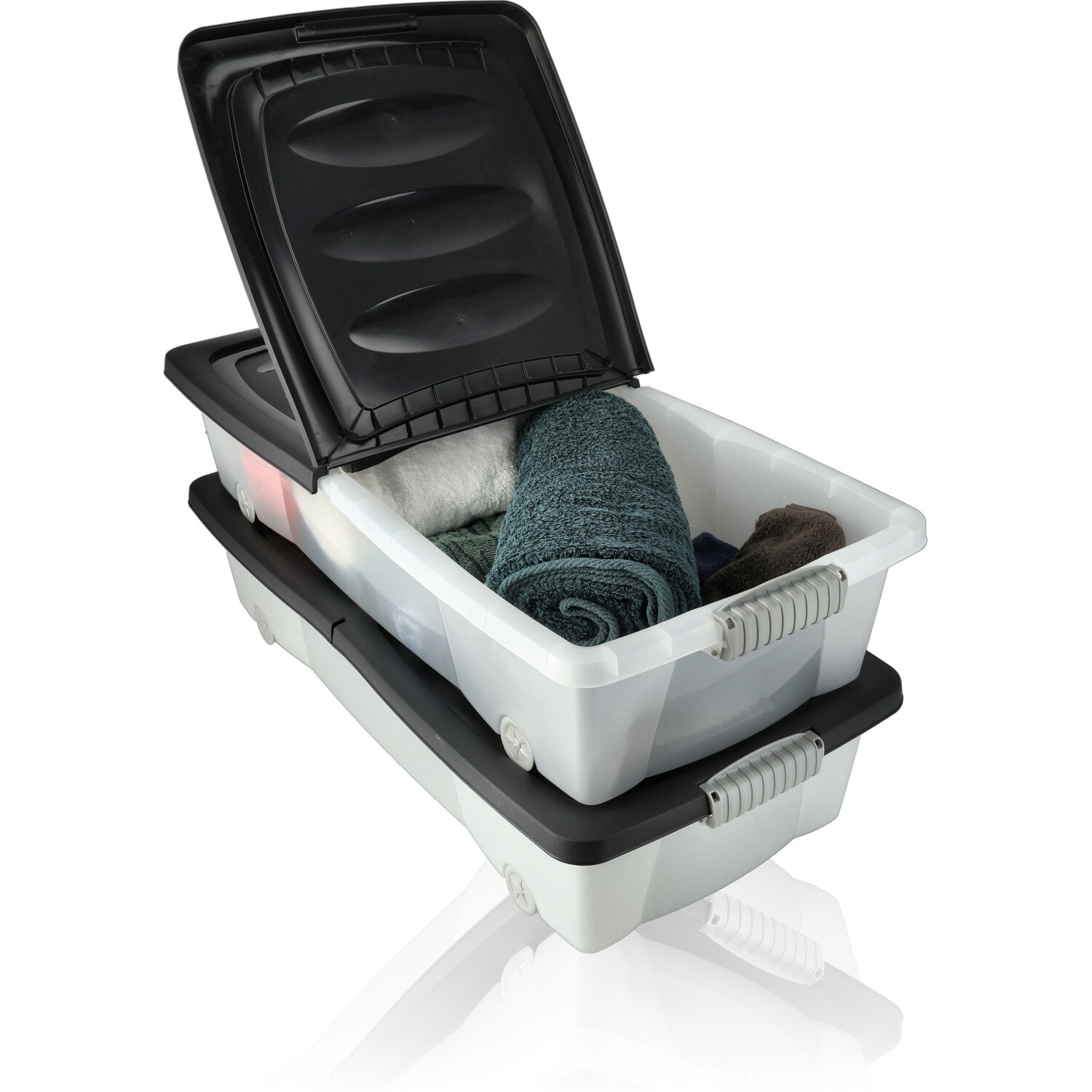 Opbergbox voor onder het bed - opbergdoos met wieltjes - 2 stuks - metalen frame Opbergbox voor onder het bed - opbergdoos met wieltjes - 2 stuks - metalen frame