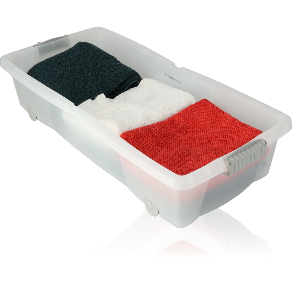 Discountershop 2x Opbergbox - Onderbedbox 32 L zwart 80 x 40 x 17 cm- deksel met clipsluiting Discountershop 2x Opbergbox - Onderbedbox 32 L zwart 80 x 40 x 17 cm- deksel met clipsluiting