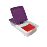 Storage Box 32L with Wheels – Transparent Plastic Box with Purple Lid – Storage Box for Bedroom, Kitchen or Shed – 79x39x17 cm Storage Box 32L with Wheels – Transparent Plastic Box with Purple Lid – Storage Box for Bedroom, Kitchen or Shed – 79x39x17 cm