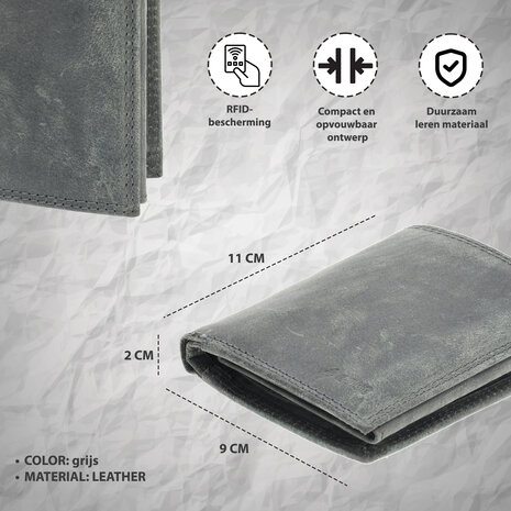 4 East Unisex Leather Wallet with RFID Protection | 8 Card Slots, Coin Pocket & Hidden Pockets | Genuine Leather Billfold - Grey | 11X9X2cm | Ideal Gift for Him and Her 4 East Unisex Leather Wallet with RFID Protection | 8 Card Slots, Coin Pocket & Hidden Pockets | Genuine Leather Billfold - Grey | 11X9X2cm | Ideal Gift for Him and Her