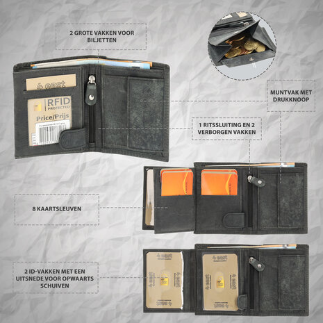 4 East Unisex Leather Wallet with RFID Protection | 8 Card Slots, Coin Pocket & Hidden Pockets | Genuine Leather Billfold - Grey | 11X9X2cm | Ideal Gift for Him and Her 4 East Unisex Leather Wallet with RFID Protection | 8 Card Slots, Coin Pocket & Hidden Pockets | Genuine Leather Billfold - Grey | 11X9X2cm | Ideal Gift for Him and Her
