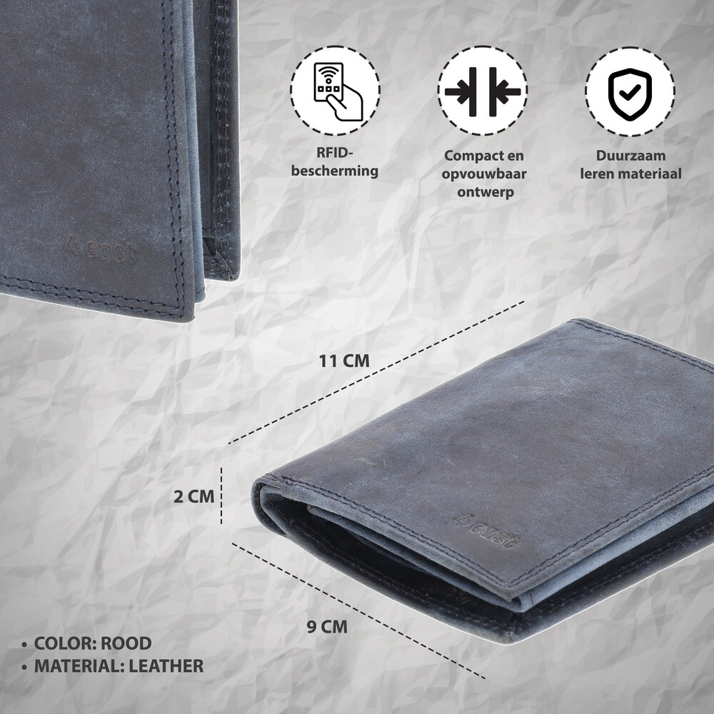 4 East Beste Portemonnee Heren & Dames met 8 Pasjeshouder | Briefgeld & Muntvak | Leren Portemonnee met RFID Bescherming | Navy - 11X9X2cm | Cadeau voor Alles! 4 East Beste Portemonnee Heren & Dames met 8 Pasjeshouder | Briefgeld & Muntvak | Leren Portemonnee met RFID Bescherming | Navy - 11X9X2cm | Cadeau voor Alles!