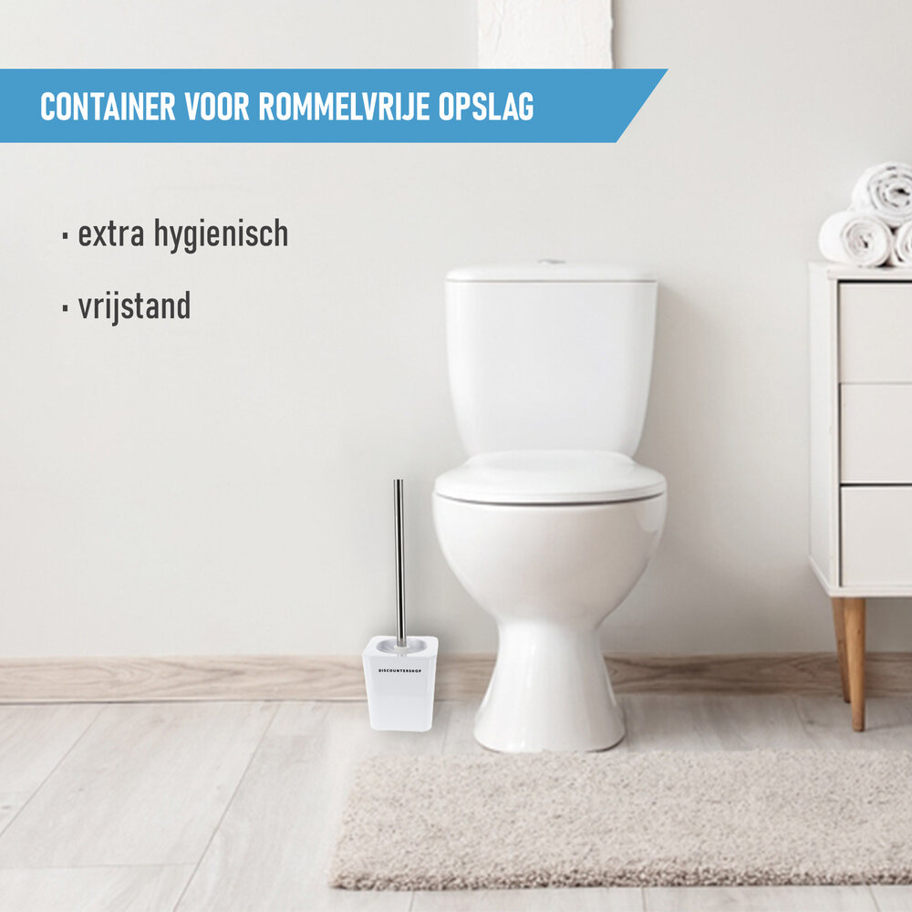 Discountershop WC Borstel met Houder - Moderne Witte | Vrijstaand 38cm Hoog | Hygiënische Toiletborstel | Stijlvolle Badkamer Accessoires Discountershop WC Borstel met Houder - Moderne Witte | Vrijstaand 38cm Hoog | Hygiënische Toiletborstel | Stijlvolle Badkamer Accessoires
