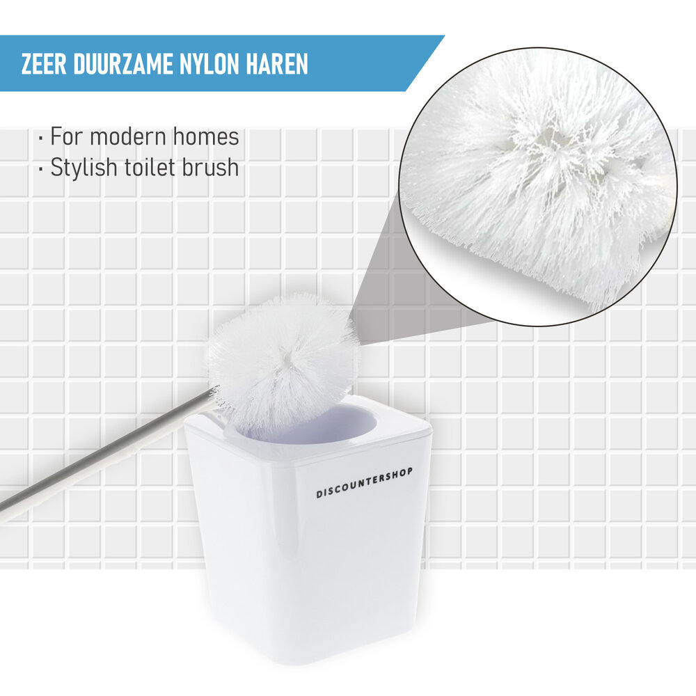 Discountershop Toilet Brush with Holder | Long Handle - 38cm Height | Western Toilet Cleaning Brush in White| Suited for Modern Homes Discountershop Toilet Brush with Holder | Long Handle - 38cm Height | Western Toilet Cleaning Brush in White| Suited for Modern Homes