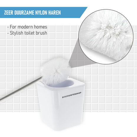 Discountershop Toilet Brush with Holder | Long Handle - 38cm Height | Western Toilet Cleaning Brush in White| Suited for Modern Homes Discountershop Toilet Brush with Holder | Long Handle - 38cm Height | Western Toilet Cleaning Brush in White| Suited for Modern Homes