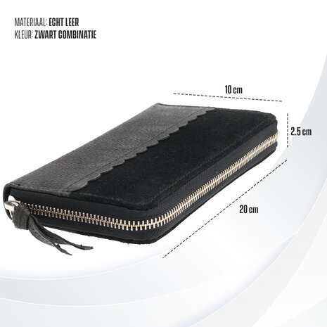 4 East Dames Portemonnee Leer Met Rits | RFID Bescherming | Zwart Leren Portemonnee | 20x10x2.5cm | 12 Creditcardhouders, Briefgeld & Muntvak | Ideaal Cadeautjes 4 East Dames Portemonnee Leer Met Rits | RFID Bescherming | Zwart Leren Portemonnee | 20x10x2.5cm | 12 Creditcardhouders, Briefgeld & Muntvak | Ideaal Cadeautjes