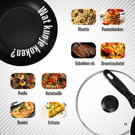 Discountershop Non-Stick Cooking Pan 24cm with Lid | Frying Pan for Gas, Electric, Ceramic & Halogen | Cool Touch Handle | Aluminium Frying Pan - Dishwasher Safe & Microwave Safe