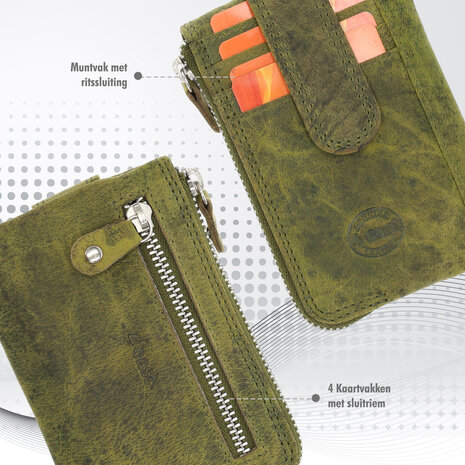 4 East Sleutelhanger portemonnee | unisex - rfid bescherming | mini portemonnee met rits & pasjehouder | 4 kaartsleuven & 2 sleutelring | 12.5x8x1cm -olive 4 East Sleutelhanger portemonnee | unisex - rfid bescherming | mini portemonnee met rits & pasjehouder | 4 kaartsleuven & 2 sleutelring | 12.5x8x1cm -olive