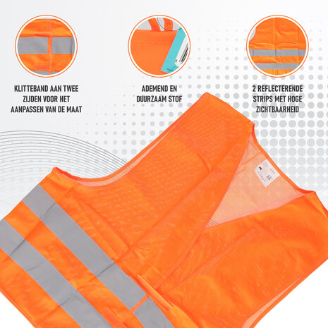 Merkloos Reflecterend Veiligheidsvestje Volwassenen | Unisex Oranje, One Size (M t/m XXL), Lichtgewicht Polyester | Ideaal voor Auto, Motor, Wandelen en Hardlopen