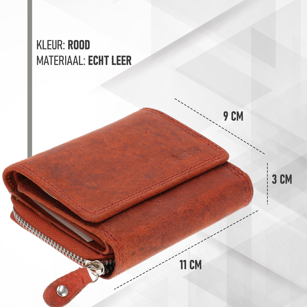 4 East Overslagportemonnee met Rits | Voor Heren & Dames | Echt Leren Portemonnee met RFID | Kleine Portemonnee met 5 Pasjeshouder | Kerstcadeau voor Hem & Haar | 11x9x3 cm - Rood 4 East Overslagportemonnee met Rits | Voor Heren & Dames | Echt Leren Portemonnee met RFID | Kleine Portemonnee met 5 Pasjeshouder | Kerstcadeau voor Hem & Haar | 11x9x3 cm - Rood