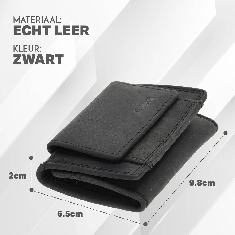 4 East Kleine portemonnee voor dames & heren | pasjes en geld | anti skim met 2 pasjeshouder & muntvak |ideaal cadeautjes | 9.8x6.5x2 cm – zwart 4 East Kleine portemonnee voor dames & heren | pasjes en geld | anti skim met 2 pasjeshouder & muntvak |ideaal cadeautjes | 9.8x6.5x2 cm – zwart