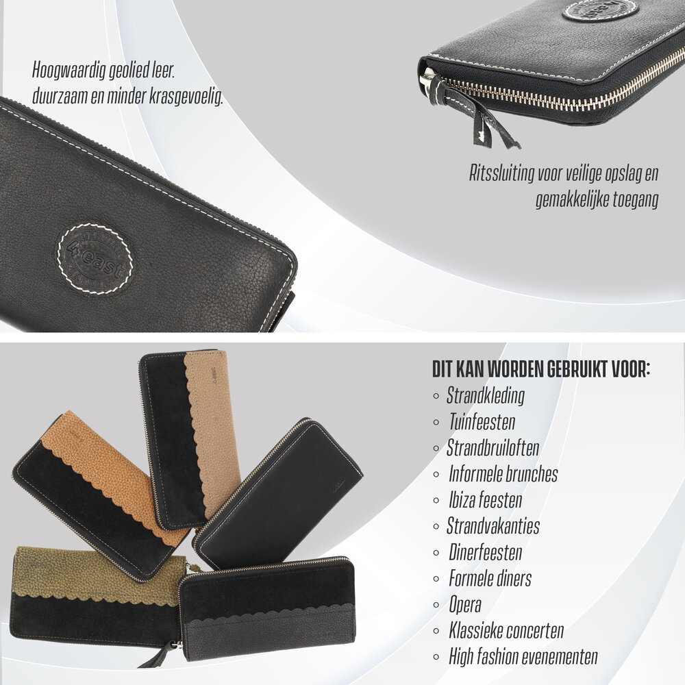 4 East Zwarte Dames Portemonnee Met Rits | Leren Portemonnee met RFID - 12 Pasjeshouders, Briefgeld & Muntvak | 20x10x2.5cm | | Beste Portemonnee als Cadeautjes 4 East Zwarte Dames Portemonnee Met Rits | Leren Portemonnee met RFID - 12 Pasjeshouders, Briefgeld & Muntvak | 20x10x2.5cm | | Beste Portemonnee als Cadeautjes