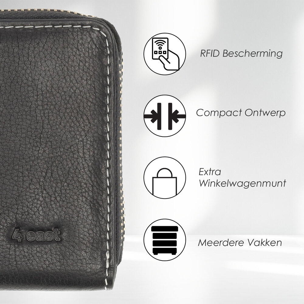 4 East  Women's Leather Zip Around Wallet | RFID Protection | Genuine Top-Grain Leather Ladies Wallet with 12 Card Slots | Perfect Gift for Women | 20x10x2.5cm 4 East  Women's Leather Zip Around Wallet | RFID Protection | Genuine Top-Grain Leather Ladies Wallet with 12 Card Slots | Perfect Gift for Women | 20x10x2.5cm