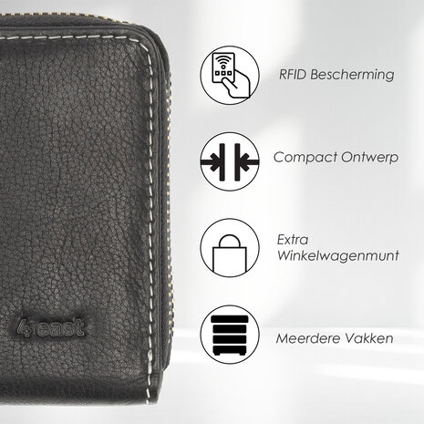 4 East  Women's Leather Zip Around Wallet | RFID Protection | Genuine Top-Grain Leather Ladies Wallet with 12 Card Slots | Perfect Gift for Women | 20x10x2.5cm 4 East  Women's Leather Zip Around Wallet | RFID Protection | Genuine Top-Grain Leather Ladies Wallet with 12 Card Slots | Perfect Gift for Women | 20x10x2.5cm