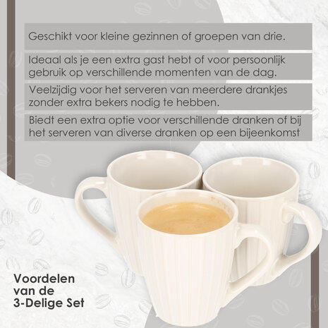 Discountershop Ceramic Coffee Mug with Handle 3 pcs - 200ml Espresso Cup - Perfect for Hot Chocolate, Latte, and Tea - Ideal for Home & Office Use