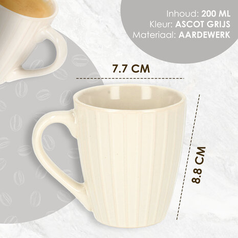 Discountershop Ceramic Coffee Mug with Handle 3 pcs - 200ml Espresso Cup - Perfect for Hot Chocolate, Latte, and Tea - Ideal for Home & Office Use