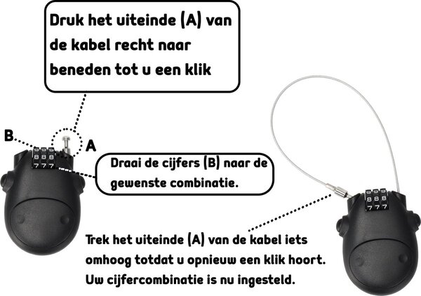 Discountershop Combination Lock Set of 5 - Weatherproof with 3-Digit Code for Skis, Snowboards, Suitcases, Fat Bikes, E-bikes, Road Bikes, Mountain Bikes & BMX - Steel Cable 80 cm