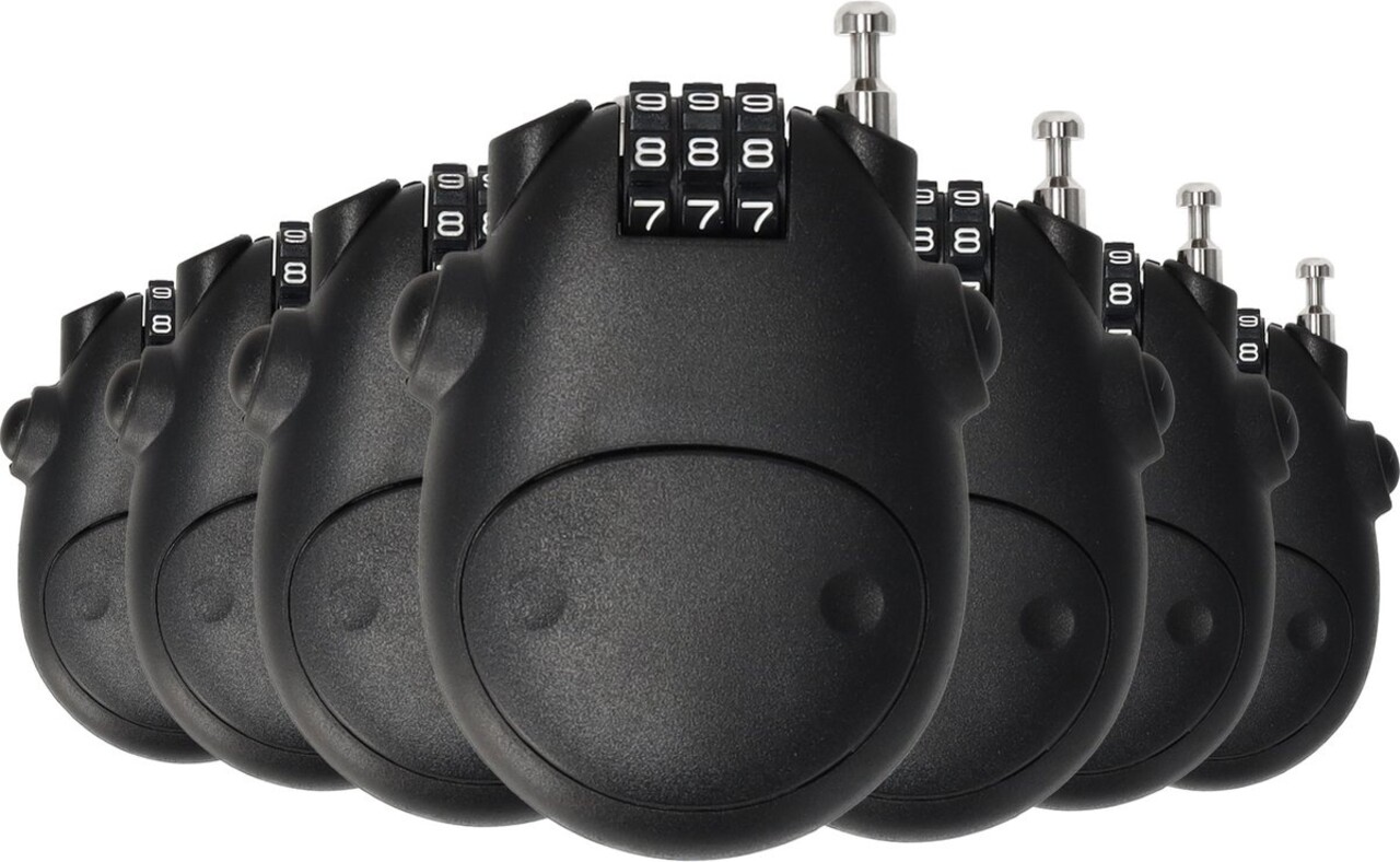Discountershop Combination Lock Set of 7 – Weatherproof Cable Lock with Number Code for Skis, Snowboards, Bicycles, Suitcases, & More – 80 cm Steel Cable for Optimal Security