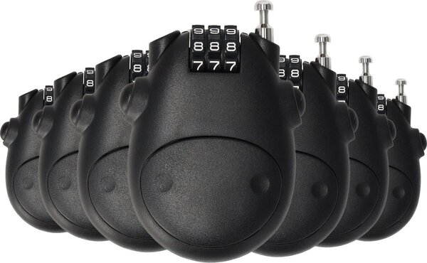 Discountershop Combination Lock Set of 7 – Weatherproof Cable Lock with Number Code for Skis, Snowboards, Bicycles, Suitcases, & More – 80 cm Steel Cable for Optimal Security