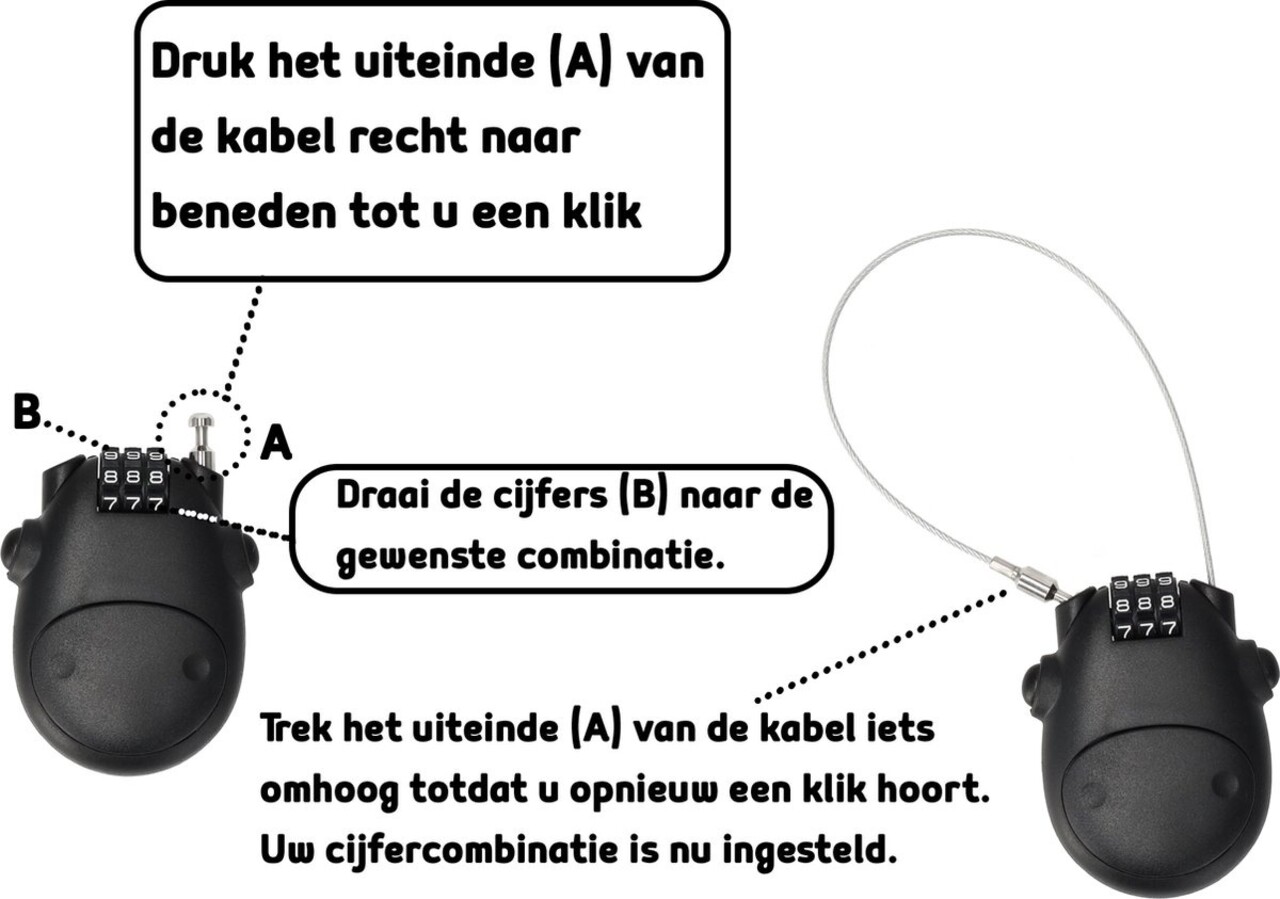 Discountershop Combination Lock Set of 7 – Weatherproof Cable Lock with Number Code for Skis, Snowboards, Bicycles, Suitcases, & More – 80 cm Steel Cable for Optimal Security