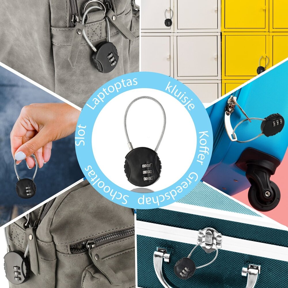 Discountershop Padlock with Number Code - Weatherproof Combination Lock Padlock for Bicycle - Durable Steel & Plastic - 9x3.8x1.2cm - Security Number Code for Indoor/Outdoor Use