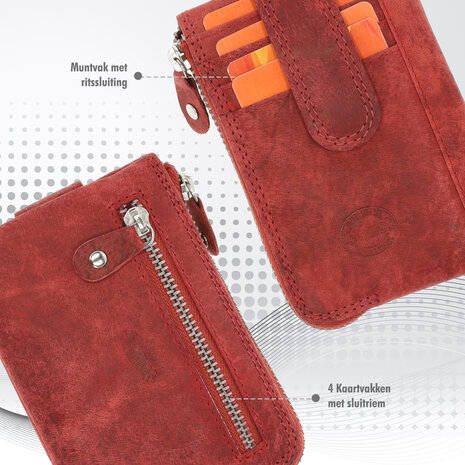 4 East  Keychain Wallet in Red | Unisex Leather Wallet with RFID Protection | 4 Credit Card Slots & 2 Keychain | Genuine Leather | 12.5x8x1cm 4 East  Keychain Wallet in Red | Unisex Leather Wallet with RFID Protection | 4 Credit Card Slots & 2 Keychain | Genuine Leather | 12.5x8x1cm