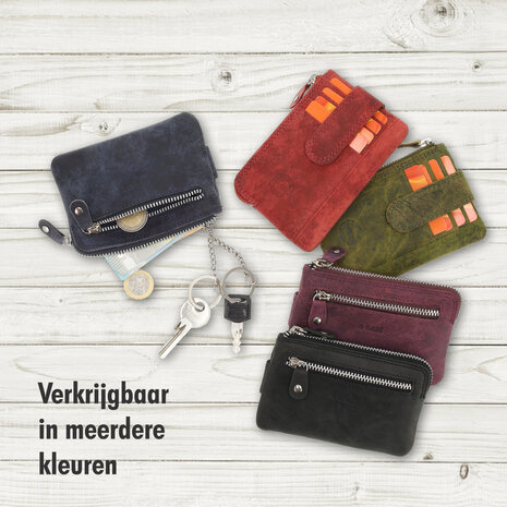 4 East  Keychain Wallet in Red | Unisex Leather Wallet with RFID Protection | 4 Credit Card Slots & 2 Keychain | Genuine Leather | 12.5x8x1cm 4 East  Keychain Wallet in Red | Unisex Leather Wallet with RFID Protection | 4 Credit Card Slots & 2 Keychain | Genuine Leather | 12.5x8x1cm