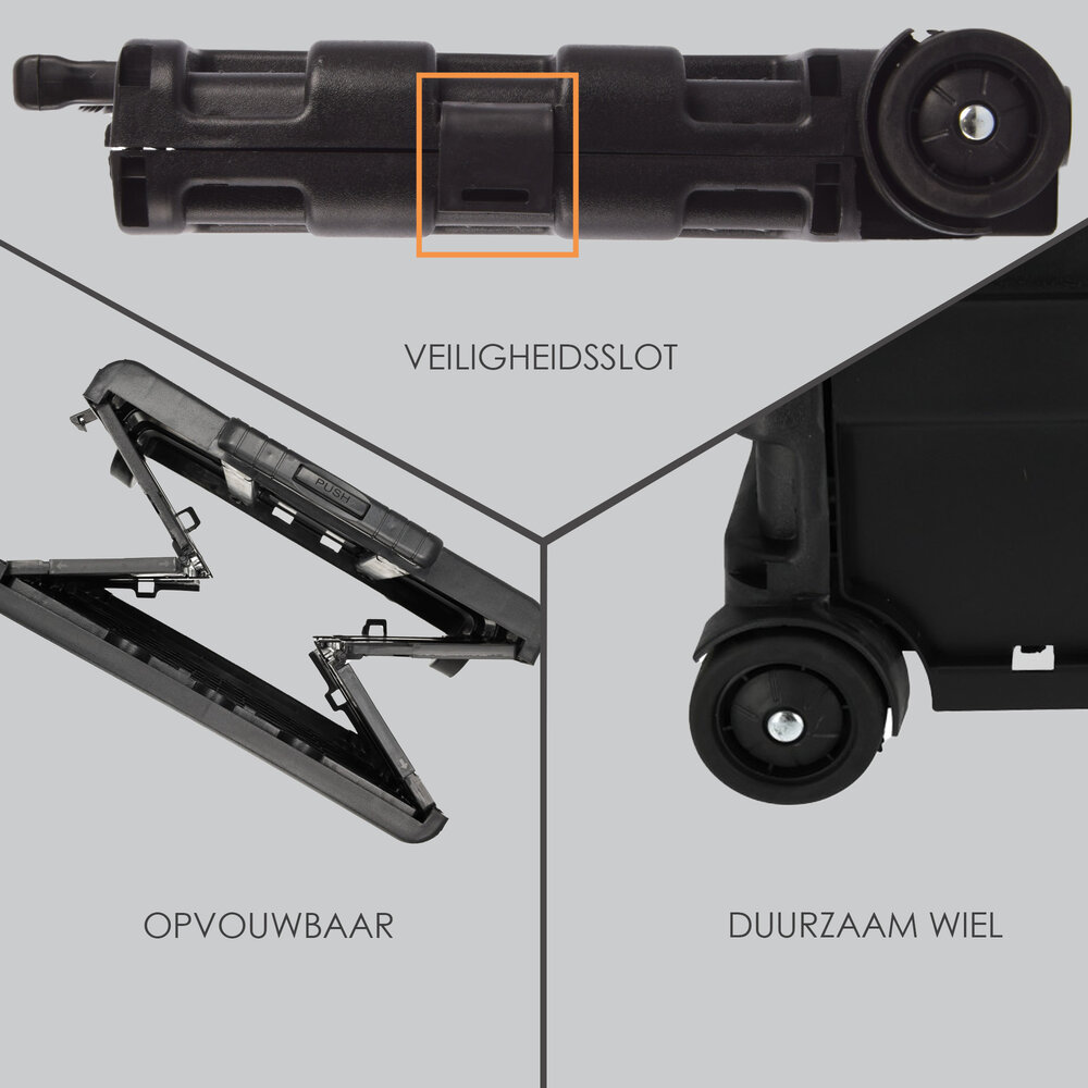 Discountershop Durable Foldable Trolley with Ergonomic Handle and Lightweight Design | Plastic | Black Foldable Luggage Trolley up to 25kg Capacity