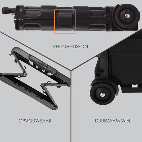 Discountershop Durable Foldable Trolley with Ergonomic Handle and Lightweight Design | Plastic | Black Foldable Luggage Trolley up to 25kg Capacity