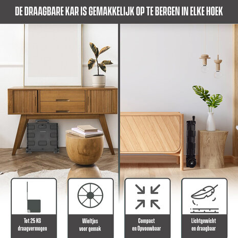 Discountershop Durable Foldable Trolley with Ergonomic Handle and Lightweight Design | Plastic | Black Foldable Luggage Trolley up to 25kg Capacity