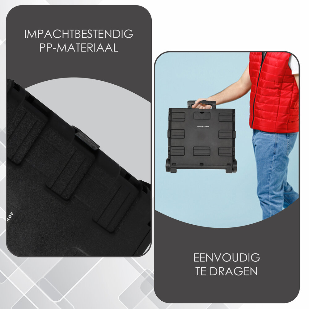 Discountershop Durable Foldable Trolley with Ergonomic Handle and Lightweight Design | Plastic | Black Foldable Luggage Trolley up to 25kg Capacity