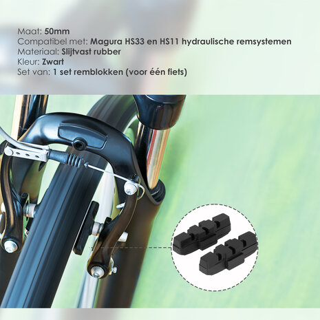 thumbnail image 2 of Pair 50mm Cantilever Brake Pad Inserts – Vintage Road/MTB Rubber Blocks 2 of 5