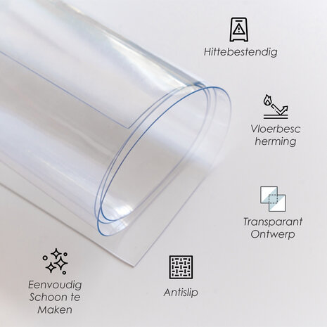 Discountershop Table Protector 120x60 cm - Transparent Clear, Heat Resistant & Anti-Slip - Durable Tablecloth with 1 mm Thickness