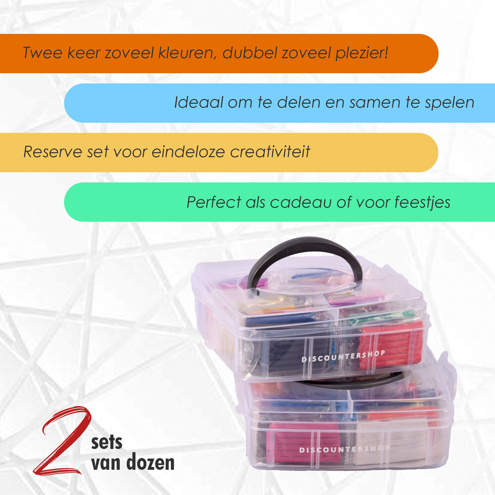Discountershop 2 Polymer Clay Set - 26 Pieces of Clay and 5 Tools - Handy Storage Case - Multi Collor - Suitable for Modeling and Crafts Discountershop 2 Polymer Clay Set - 26 Pieces of Clay and 5 Tools - Handy Storage Case - Multi Collor - Suitable for Modeling and Crafts