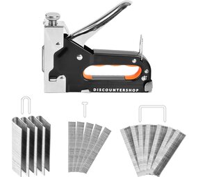 Discountershop Hand Tacker Set | 1 pieces Powerful Staple Gun with Staples | Robust Stapler | Orange & Black | Compact Design - 15.5cm x 2cm x 13.5cm Discountershop Hand Tacker Set | 1 pieces Powerful Staple Gun with Staples | Robust Stapler | Orange & Black | Compact Design - 15.5cm x 2cm x 13.5cm