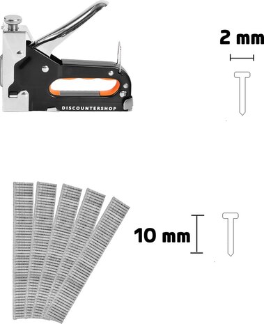 Discountershop Hand Tacker Set | 1 pieces Powerful Staple Gun with Staples | Robust Stapler | Orange & Black | Compact Design - 15.5cm x 2cm x 13.5cm