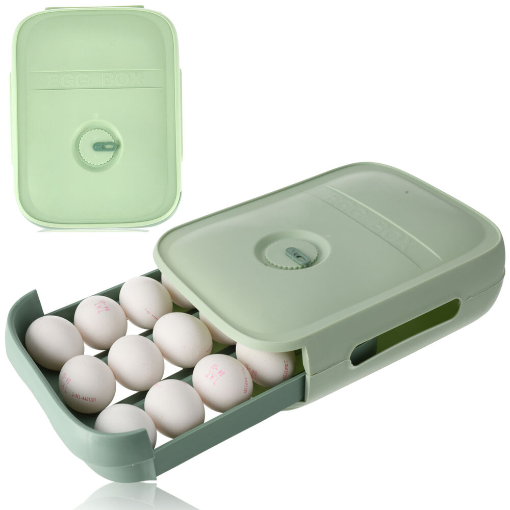 Discountershop Eierenhouder Koelkast 18 Eieren - Koelkast Eiertrays voor 18 Eieren - met Deksel - Groen Automatische Eierdispenser Discountershop Eierenhouder Koelkast 18 Eieren - Koelkast Eiertrays voor 18 Eieren - met Deksel - Groen Automatische Eierdispenser