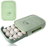 Discountershop Egg Tray Holder for Fridge - 18 Eggs - Space Saving Automatic Egg Dispenser - Green Stackable Egg Tray With Lid Discountershop Egg Tray Holder for Fridge - 18 Eggs - Space Saving Automatic Egg Dispenser - Green Stackable Egg Tray With Lid