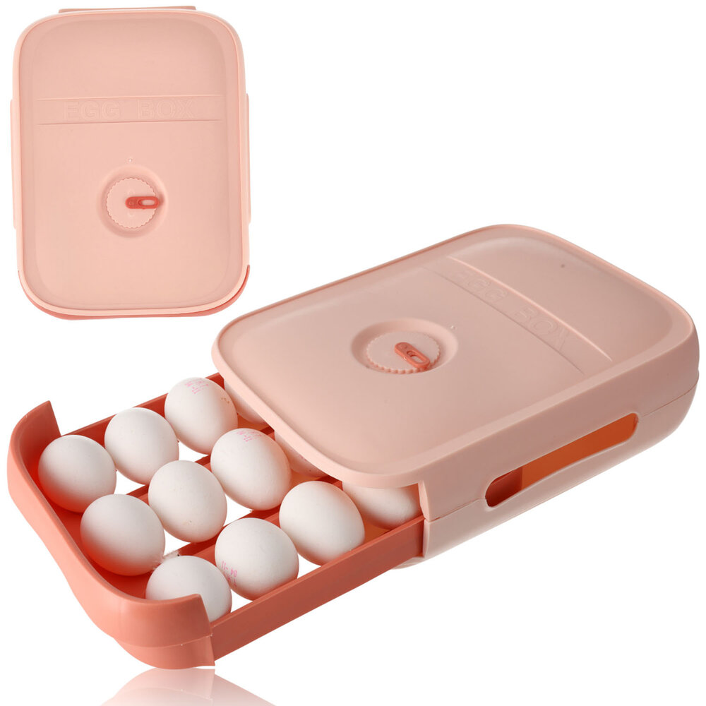 Discountershop Eierenhouder Koelkast voor 18 Eieren - Kunststof Rollende Eierhouder -  Koelkast Eiertrays - Roze Eierdoos Discountershop Eierenhouder Koelkast voor 18 Eieren - Kunststof Rollende Eierhouder -  Koelkast Eiertrays - Roze Eierdoos