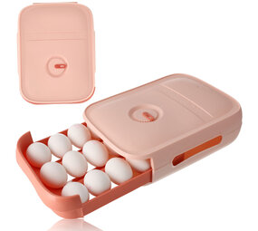 Discountershop Plastic Egg Tray Holder Organizer - 18 Eggs - Stackable Egg Tray With Lid - BPA-free - Pink Egg Storage Box Discountershop Plastic Egg Tray Holder Organizer - 18 Eggs - Stackable Egg Tray With Lid - BPA-free - Pink Egg Storage Box