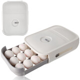 Discountershop Lidded Egg Container for Fridge - 18 Eggs - Space Saving Refrigerator Egg Roller with Freshness Indicator - Grey Discountershop Lidded Egg Container for Fridge - 18 Eggs - Space Saving Refrigerator Egg Roller with Freshness Indicator - Grey