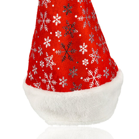 Discountershop Christmas Hat with Snowflake Decoration, Unisex 62cm Head Size, Red Santa Hat, 2 Pieces