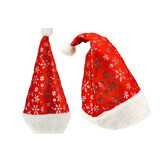 Discountershop Christmas Hat with Snowflake Decoration, Unisex 62cm Head Size, Red Santa Hat, 2 Pieces
