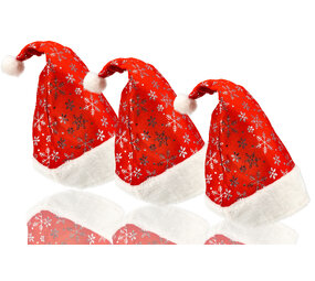 Discountershop Christmas Hat Adults Unisex with Snowflakes - 3 Pieces - 62cm Head - Red White - Ideal Party Gifts - Perfect for Christmas outfits! Discountershop Christmas Hat Adults Unisex with Snowflakes - 3 Pieces - 62cm Head - Red White - Ideal Party Gifts - Perfect for Christmas outfits!