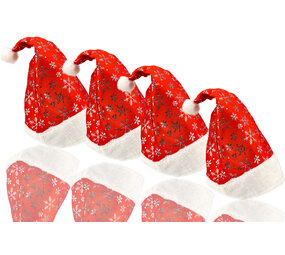 Discountershop Kerstmutsen Volwassenen,  Mannen & Vrouwen, Omtrek 62 cm, Unisex met Sneeuwvlokken Decoratie, 4 Stuks Discountershop Kerstmutsen Volwassenen,  Mannen & Vrouwen, Omtrek 62 cm, Unisex met Sneeuwvlokken Decoratie, 4 Stuks