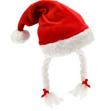Discountershop Santa Hat for Adults - Funny Christmas Hat with Pompom & Braids - Circumference 61 cm - Velvet Christmas Gift for All