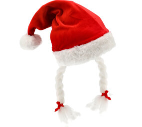 Discountershop Santa Hat for Adults - Funny Christmas Hat with Pompom & Braids - Circumference 61 cm - Velvet Christmas Gift for All Discountershop Santa Hat for Adults - Funny Christmas Hat with Pompom & Braids - Circumference 61 cm - Velvet Christmas Gift for All