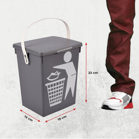 Discountershop Mini Prullenbakken Set van 2 - 4.5 Liter elk | Tafel Prullenbak met Deksel en Handgreep | Bio Recyclebaar Kunststof - Groen en Grijs
