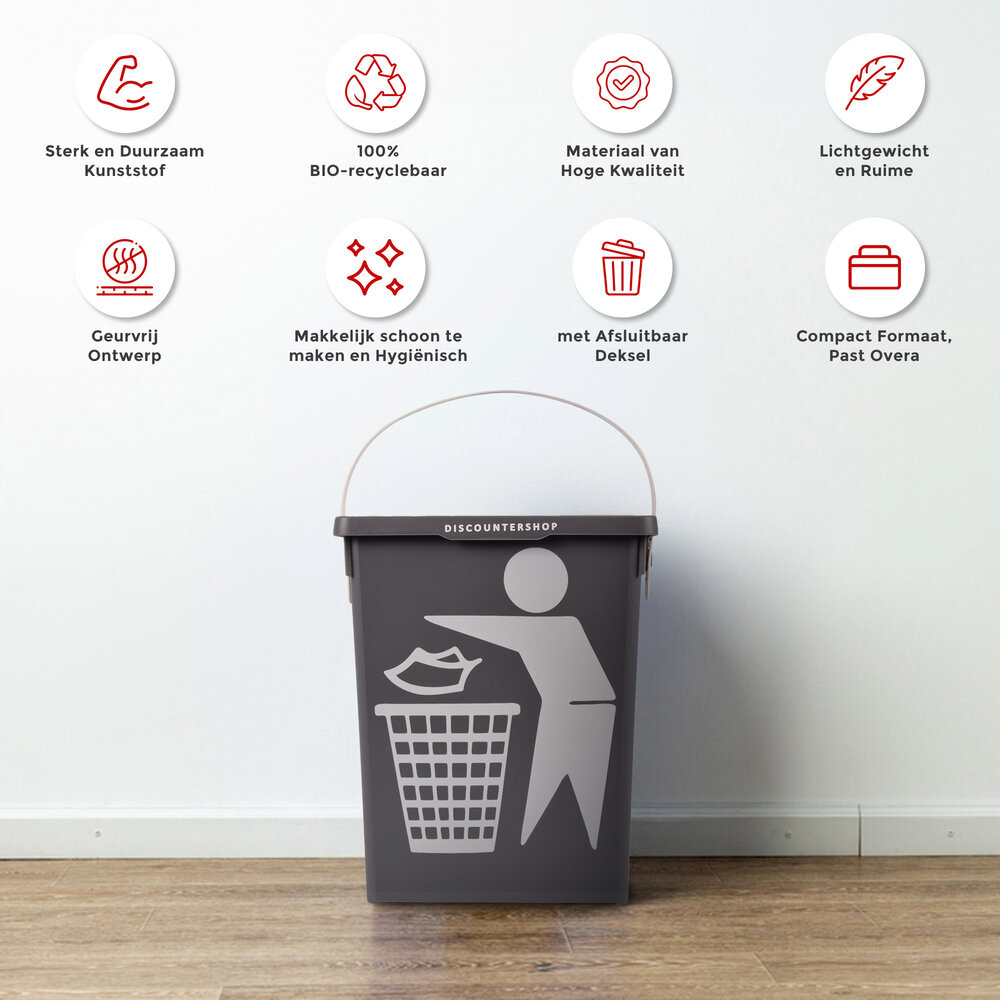 Discountershop Mini Dustbin with Lid & Handle | Set of 2 – 4.5 Liter each | 100% BIO Recyclable Trash Can | Green & Grey Discountershop Mini Dustbin with Lid & Handle | Set of 2 – 4.5 Liter each | 100% BIO Recyclable Trash Can | Green & Grey