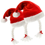 Discountershop Funny Christmas Hat Set of 2 - For Women & Men - with Tail & Braids - Circumference 61 cm - Red Christmas Caps for Party Outfits Discountershop Funny Christmas Hat Set of 2 - For Women & Men - with Tail & Braids - Circumference 61 cm - Red Christmas Caps for Party Outfits